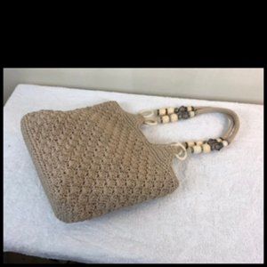 Cappelli Boho Spring Summer Beach Vacation Crocheted Cotton Handbag Ecru